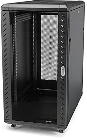 StarTech.com Armadio Rack 18U 19 con Sportello in Vetro, Server rack 4 Montanti con Serratura e Ruote, Profondità Regolabile