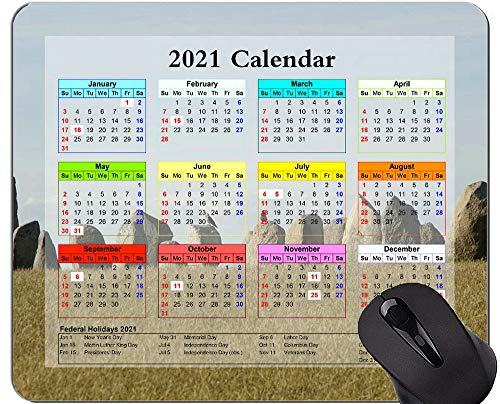 Gaming Mouse Pad 2021 Jahreskalender mit Feiertag, Bedeutung Mythos Stone Circle Mouse Pad mit genähter Kante