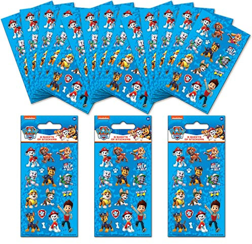 Paper Projects Paw Patrol Party Bag Sticker Bundle (18 Sheets) | Perfect for Children’s Parties and Stocking Fillers | Can be Used for Decoration and Scrapbooking, Blue, 12.5cm x 7.5cm