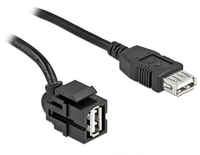 Delock Keystone Modul USB 2.0 A Buchse 250° > USB 2.0 A Buchse mit Kabel schwarz