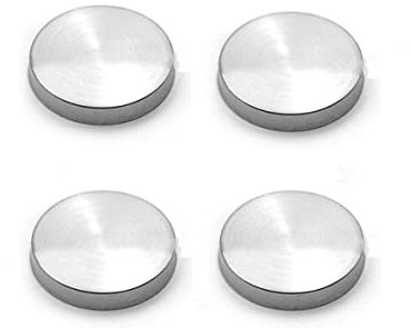 Edelstahl-Spiegelschrauben, dekorative Kappen, Durchmesser 25 mm, Spiegelbefestigungen mit flacher Öffnung, Gummipartikel, gebürstetes Silber, 4 Stück