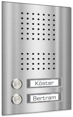 Mehrfamilienklingel Unterputz mit SPRECHSIEB und Namensschildern (2 Familien)