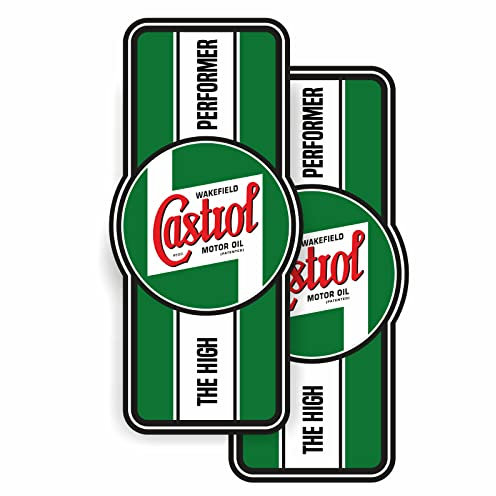 cut-it folientechnik & design 2X Oldschool Aufkleber 10x5cm Kult Sticker Castrol Öl Auto Tuning Rally Oldtimer Rennsport USA V8 Oil Hotrod Muscle Car