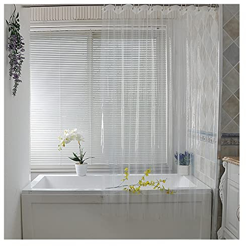 ZZSRJ Rideau de Douche Transparente Rideau de Douche en Plastique Blanc imperméable (Color : White, Taille : 180x200CM)