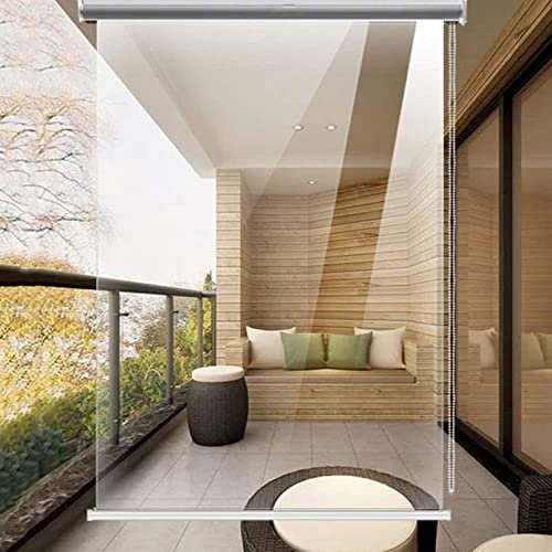 Waterproof Clear Roll Up Blinds Transparent Vinyl Roller Shade Blind,Outdoor Pergola Side Panels,Plastic Outdoor Partition Curtains,Rainproof Window Blind,Easy To Install (140x350cm/55.1x137.7in)