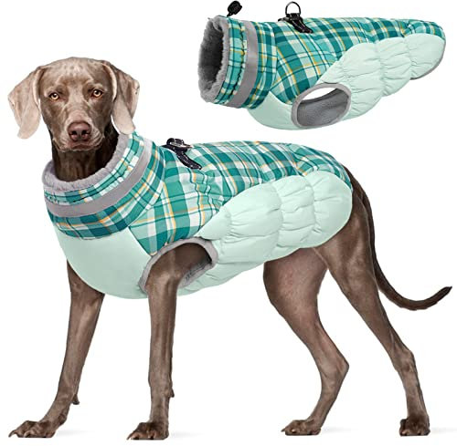 Kuoser Wintermantel für große Hunde – Winddichte & wasserdichte Hundejacke mit Weichem Fleecefutter, Reflektoren, Pelzkragen, Reißverschluss & D-Ring – Warme Hundebekleidung für Outdoor, XL