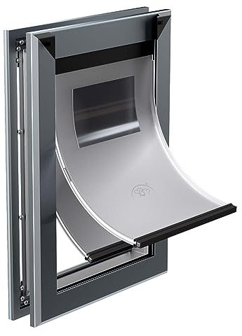 MAVRICFLEX Heavy Duty Doggy Door with Sliding Lock Panel, Aluminum Large Dog Door with Magnetic Double Flaps Dog Door for Large Dogs Up to 40lbs