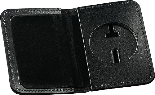 Passgenaue runde US-Marshal-Geldbörse mit Ausweishülle (5,4 cm runder Aussparung, Aussparung PF281), Bifold Wallet, Schwarz, Faltbare Brieftasche