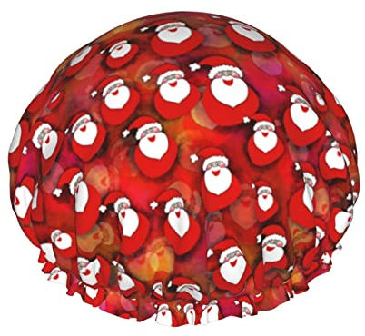 Santa Claus Christmas Shower Caps For Women,Waterproof Reusable Shower Hair Caps Bath Caps Turban Shower Cap For Girls