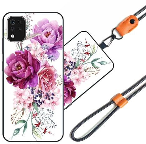 JEZSTHAI Schutzhülle Kompatibel mit LG K42 Hülle Silikon Dünn mit Muster Design,Weiche Flexibel Stoßfeste Handyhülle mit Handykette & Handykordel zum Umhängen,Nr.A02