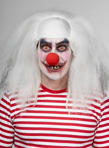 Horrorclown Perücke weiß - Kostüm-Zubehör Karneval, Halloween & Motto-Party