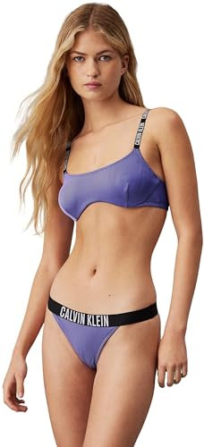 Calvin Klein Donna Top Bikini Bralette a Costine, Blu (Sapphire Blue), L
