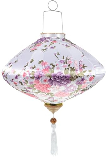 Happyyami Laterne mit Blumenmuster Seidenlaternen Orientalisch Chinesisch für Hochzeitsdekoration Deckenleuchten Garten Wohnzimmer Veranda Dekoration