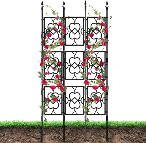 Kalolary Enrejado Jardín para Plantas Trepadoras, 6.5 pies Pantalla Corazón Enrejado Jardín Marco Enrejado Vid a Prueba Herrumbre Soporte Cultivo Frutas Interior al Aire Libre Verduras Flores Plantas