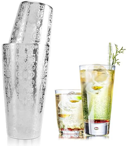 Cardbeei Shaker Boston 304 - Shaker da cocktail in acciaio con incisione creativa, design Boston Cocktail Shaker