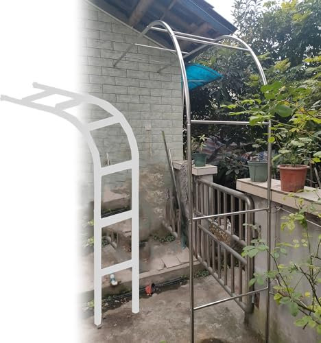 YAVYAV 2.4M Garden Arch Trellis, Half-Side Metal Wedding Arch, Climbing Plant Archway Arbour, Used In Outdoor Garden, Lawn, Yard, Wall Mounted(100 * 240cm(3.3 * 7.9ft))
