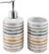 TIENDA EURASIA – Set de Baño | Dispensador de Jabón y Portacepillos | 7x16.8cm 7x10.5cm | Cerámica y Plástico Libre de BPA (Rayas Color)