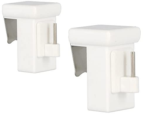2 crochets supports de tringle à rideaux pour vitrage extensible, à clipser sur l'ouvrant, chaque crochet supporte + de 500 gr, adaptateur pour tringle Ø 10/12 mm fourni
