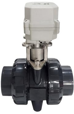 PKHDLYEU Motorisierte Ventile 2 Elektroventil Kunststoff True Union DN50 Motorventil 15Nm Antrieb IP67 mit Rücklaufsperre CE-Zertifiziert Metallgetriebe(NPT Thread_AC24V_CR303)