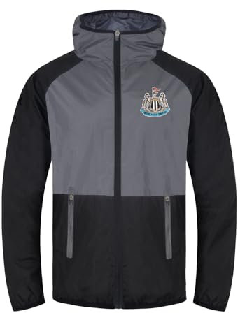 Newcastle United FC Gift Mens Shower Jacket Windbreaker Black Grey Medium