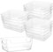 MAKTSAM 10PCS Fridge Open Organisers, 24.5 x 17.2 x 10.5 cm Clear Fridge Storage Containers with Handles, Rectangle Plastic Storage Boxes for Fridge, Kitchen Countertop, Storage Cabinet