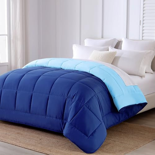 HOMEYA - Edredón de Fibra 300gr/m2 - Edredón Cama 90, Edredón Bicolor Reversible 150x220cm, Relleno Nordico 100% Poliester, Azul/Celeste