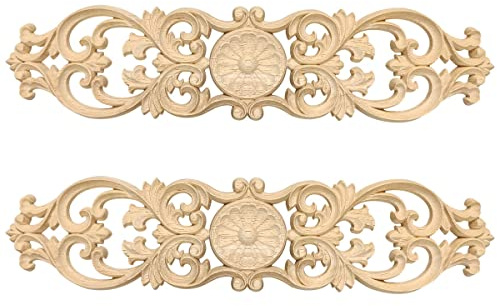 Htuygyjaw CalcomaníAs Talladas en Madera de 40Cm X 10Cm, de Esquina Tallada, DecoracióN del Hogar, Armario, Puerta, Cama, Aplique de Madera