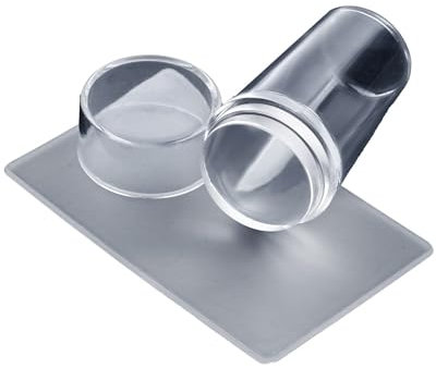 Timbro in silicone trasparente con raschietto, corpo visibile, non diverso per decorazioni fai da te, strumento per timbri per unghie con raschietto BgH492 (C, 6 x 3 x 2,5 cm)
