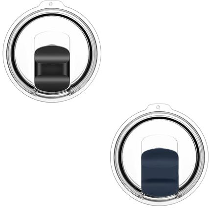 Tumbler Lids for Yeti, 2 Pack Replacement Lids for Yeti 20 oz Tumbler with Magnetic Slider Replacement, 10/24 oz Mug, 10 oz Lowball, Compatible for Ozark Trail, Old Style Rtic(Black+Blue Navy)
