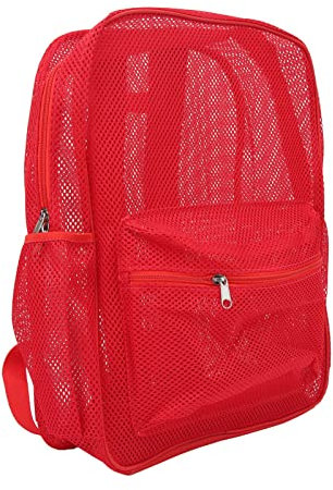 ZJchao Mochilas de Malla para Adultos, Resistente, Liviana, de Gran Capacidad, Lavable, Transparente, Mochila de Malla Negra, Mochila de Malla para Natación, Deportes de Playa (rojo)