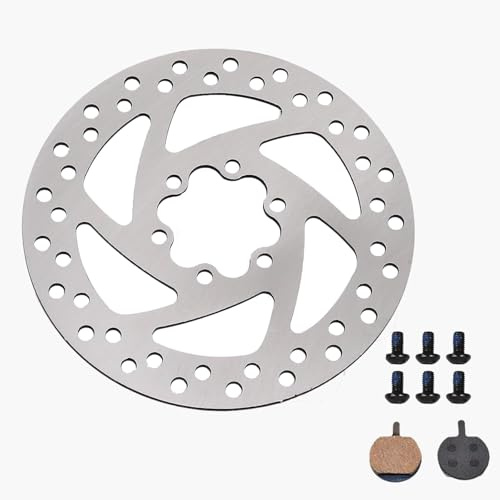 VZU 140mm Bremsscheibe mit 2 Scheibenbremsbeläge 6 Schrauben Kompatibel für Segway Ninebot F20 F25 F30 F40 KUGOO M4 / M4 Pro, Scheibenbremse für Elektroroller, Ersatzscheibe für Bremseinheit
