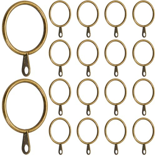 SOFPLATE 40 pieza de Anillos de Cortina de Bronce con Pliegues, Anillos de Cortina con Ojales de Hierro de 1.18 pulgadas, Barra Colgante de Metal Redonda, Anillos de Gancho con Clip Deslizante para Co