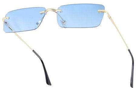 besbomig Randlose Sonnenbrille Damen Herren Retro Rahmenlose Brille für Festival Rave Outfit Fasching 90er Jahre Party Brillen Modebrille Hippie Kostümzubehör