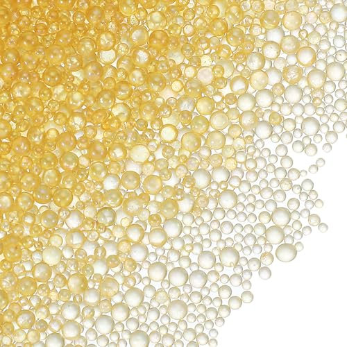 PATIKIL 1-3mm Mini Glass Bubble Beads 200g Tiny Iridescent Beads No Hole Water Droplet Balls for DIY Crafting Nail Art Resin Filler, Orange