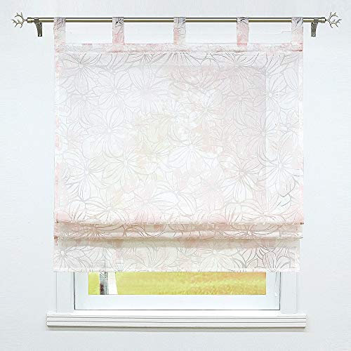 Raffrollo Modern Weiß Ausbrenner Raffrollo mit Schlaufen Transparent Schlaufenrollo 45x140 cm Muster #2