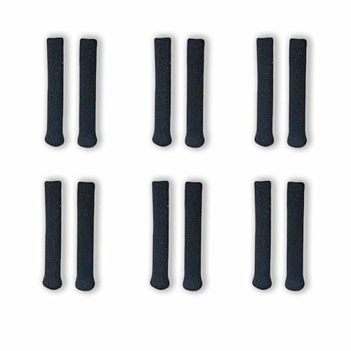 6 Pair Glasses Ear Cushions | Glasses Arm Cushion | Glasses Arm Grips - Nylon Temple Sleeves with Non-Slip Grip, Comfort Fit for Eyeglasses & Sunglasses (Black, Soft Knitting Tips)