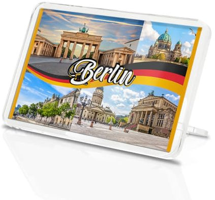 1 x Berlin Square Magnet - Germany German Landmarks City Travel Holiday Fridge Magnetic Travel Souvenir Family Friend Women Men #83192