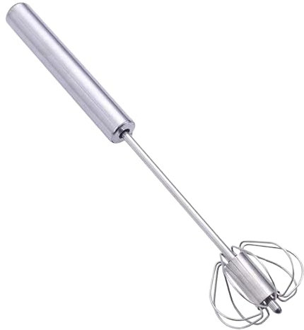 Batterie semiatomatique - Sifflet semi-automatique en acier inoxydable | Semi -automatique manuel spinningg œuf flipper, ustensiles de cuisine, mélangeur anti-adherent, mixeur à œufs à long manche