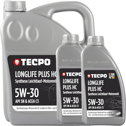 TECPO Motoröl 7 Liter 5W-30 LONGLIFE Plus HC Synthese passend für ACEA C3 / API SN / 504/507 / 229.31/229.51 / LL-04 / C30