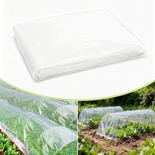 2M x 6M Clear Heavy Duty Polythene Sheeting, Waterproof Plastic Cover | Plastic Sheeting for Gardening, Greenhouse, Building Insulation, Rubble Protection