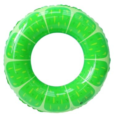 LIXSAZSE Langlebiger und sicherer aufblasbarer Schwimmring für Kinder ab 9 Jahren, bunter Fruchtring, Schwimmring, Schwimmen, Grüne Zitrone