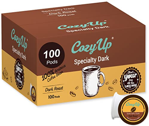 Cozy Up 100 Units | Single Ported Black Coffee Capsules Compatible with Keurig K-Cup Coffee Machines | Dark Roasted Coffee