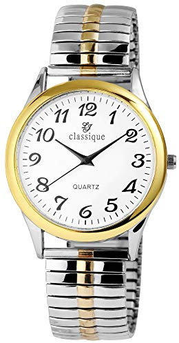 Classique Herren – Uhr Zugarmband Edelstahl Armbanduhr Analog Quarz 2700010 (silberfarbig goldfarbig)