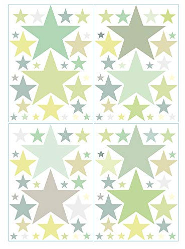 Wandtattoo 100 Sterne in zarten Pastellfarben Kinderzimmer Wandsticker Aufkleberset/Pastell-grün