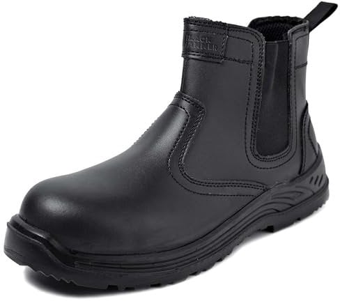 Black Hammer Mens Safety Boots Chelsea Work Shoes Leather Steel Toe Cap Working Ankle Lightweight Footwear S3 SRC 8872 (10 UK)