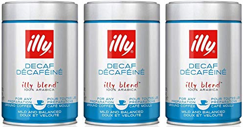 Illy - Caffè Espresso macinato Decaffeinato - Confezione da 3 Barattoli da 250 gr