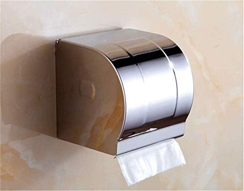 Porta Carta igienica/Porta Rotolo in Acciaio Inox Chiuso e Porta Carta igienica Lunga/Lunga Durata WC/Acqua Argento