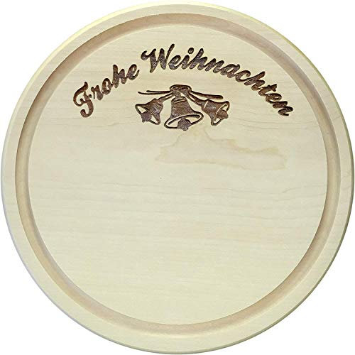 Kaltner Präsente Geschenkidee - Schneidbrett Schinkenteller Holz Anhorn Holzteller Brotzeitbrett Jausenbrett Brotzeitbrettl - Frohe Weihnachten (24 cm)