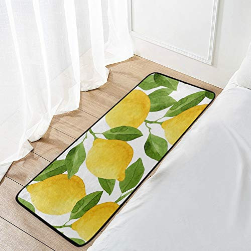 Alfombra de cocina, alfombra de cocina de limón amarillo, antideslizante, alfombra de baño, alfombra de piso (99 x 50 cm)