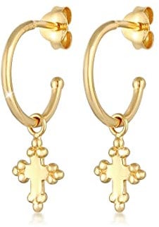 Elli Ohrringe Damen Creolen Stecker Anhänger Kreuz Religion Glaube Trend in 925 Sterling Silber